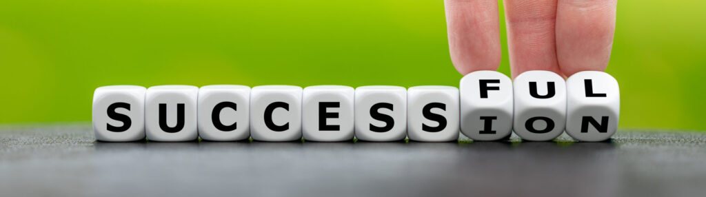 Symbol for a successful succession with lettered dice.